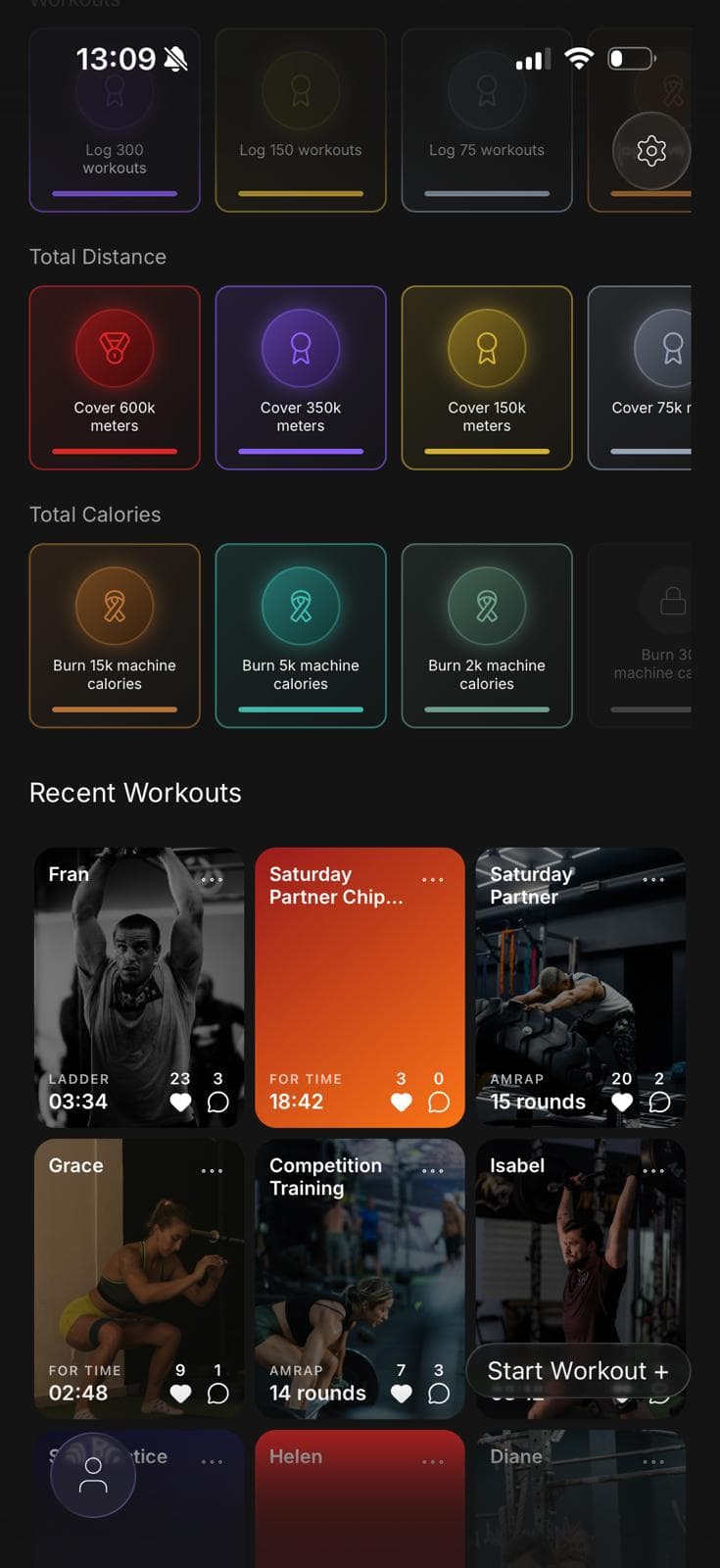 Achievements screen