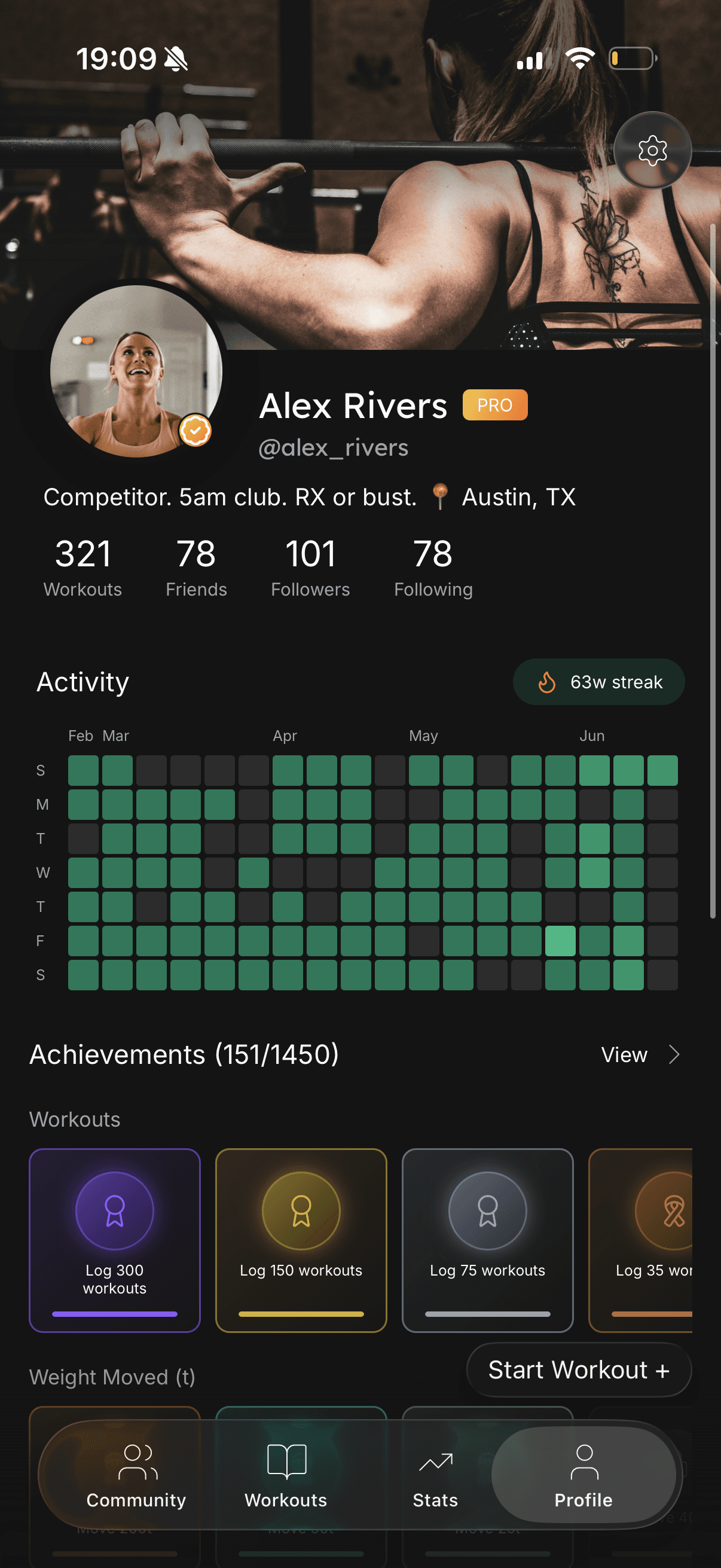 Profile screen