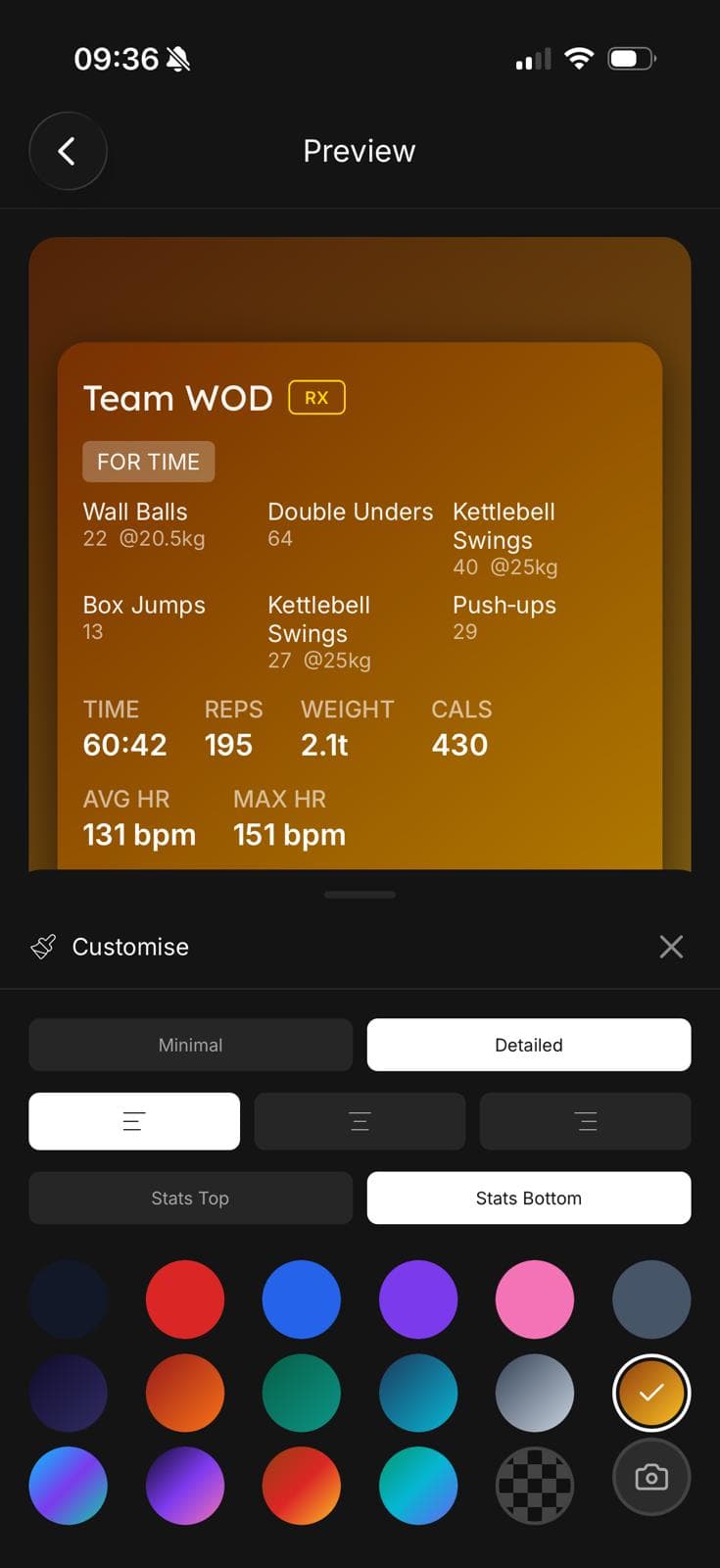 Customise screen
